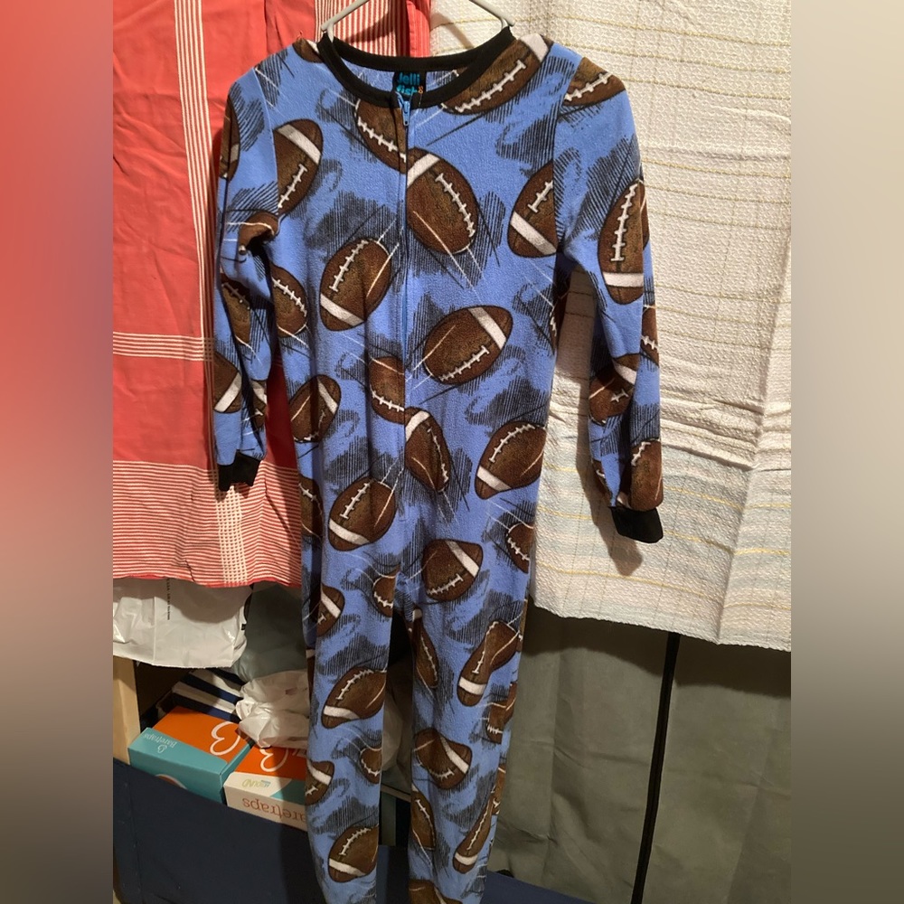 Football One Piece Pajamas PJs NFL Jelli Fish Kids Large 10 12